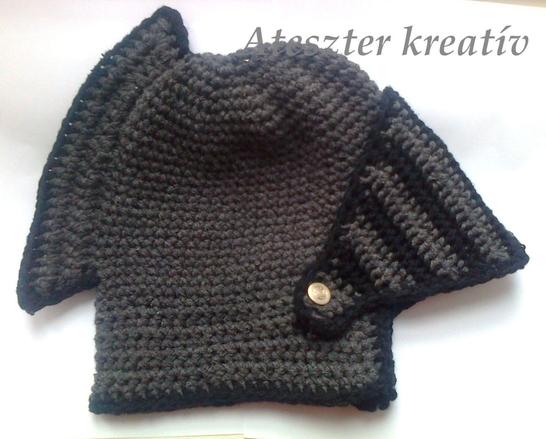 Knight Helmet Crochet Winter Hat Character Hat with removable image 2