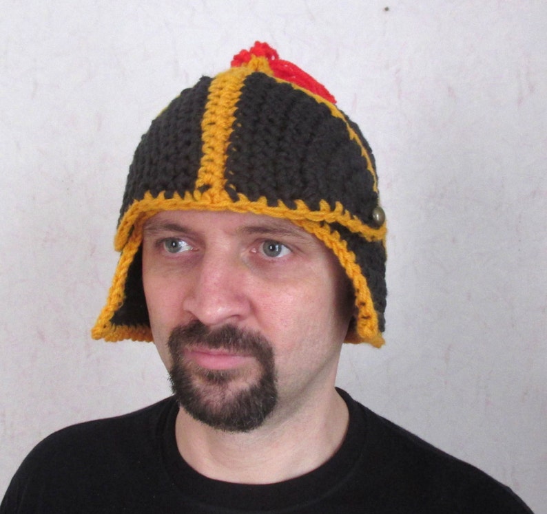 crochet slouch hat, handmade knight hat, winter hat, snowboard hats, knight helmet, dad gift, image 4