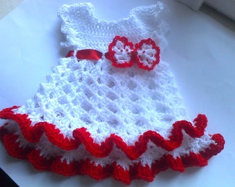 Baby crochet Dress Christmas Outfit for baby Girls cute infant frock for newborn baby girl