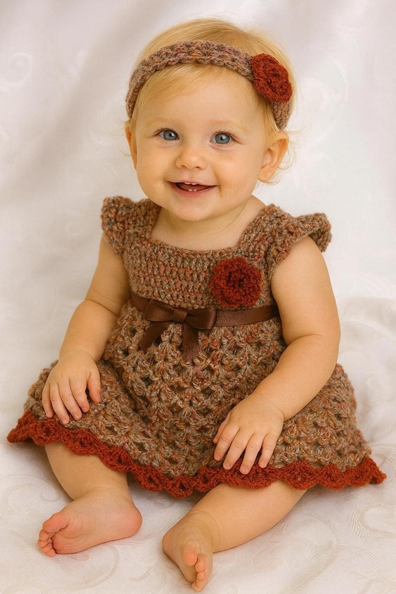 brown newborn dress Newborn Knotted Baby Gown and Hat Set