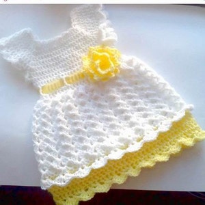 Crochet Dress Pattern Size Newborn To Toddler , Easy Baby Dress, Crochet Girl Dress