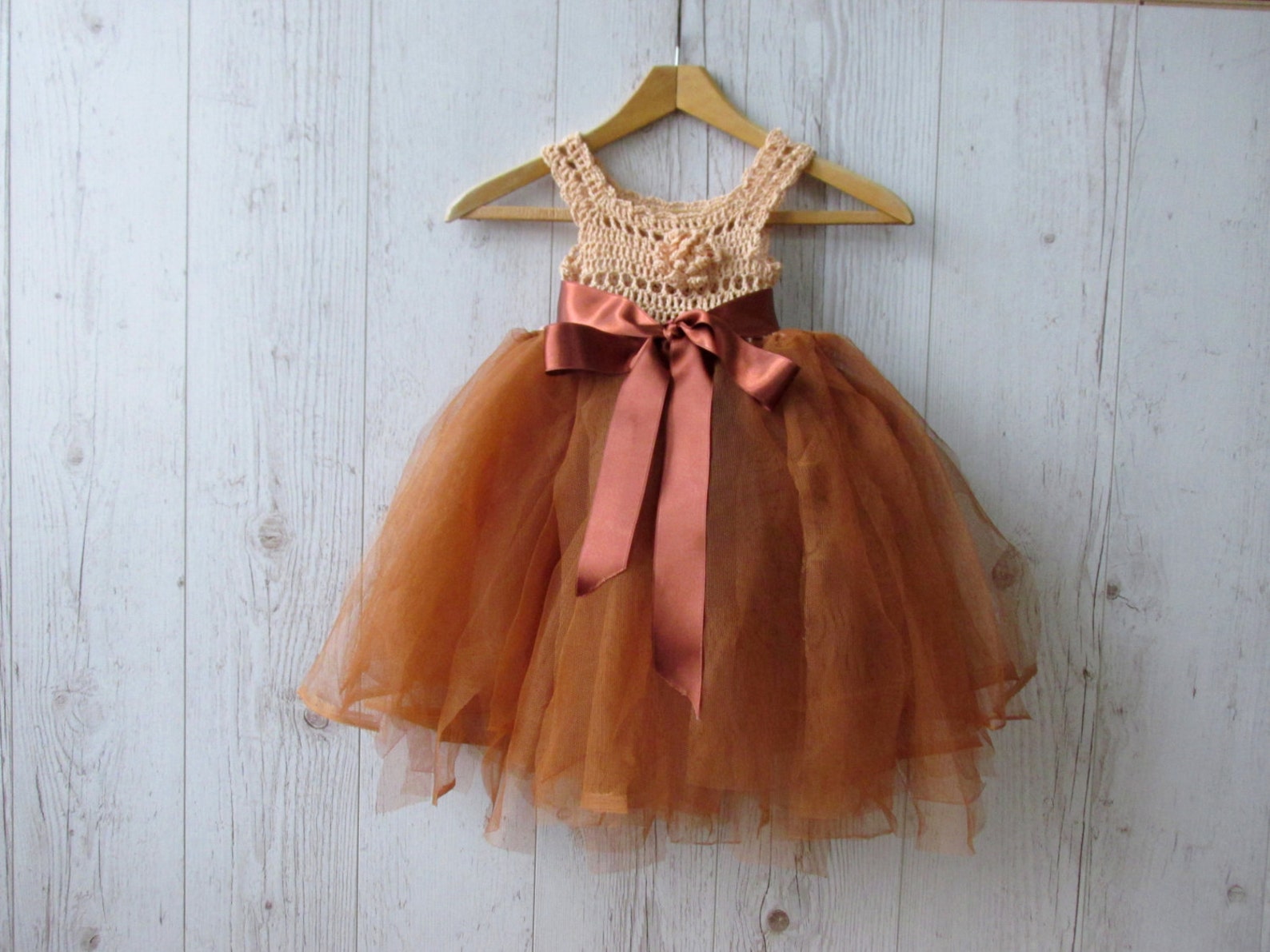 Crochet Tulle Dress Brown Tulle Dress Thanksgiving Tulle Etsy