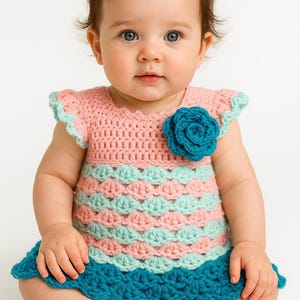 Baby Mädchen Kleid Häkelanleitung - einfach zu häkelndes Baby Mädchenkleid - pdf - digitaler Download