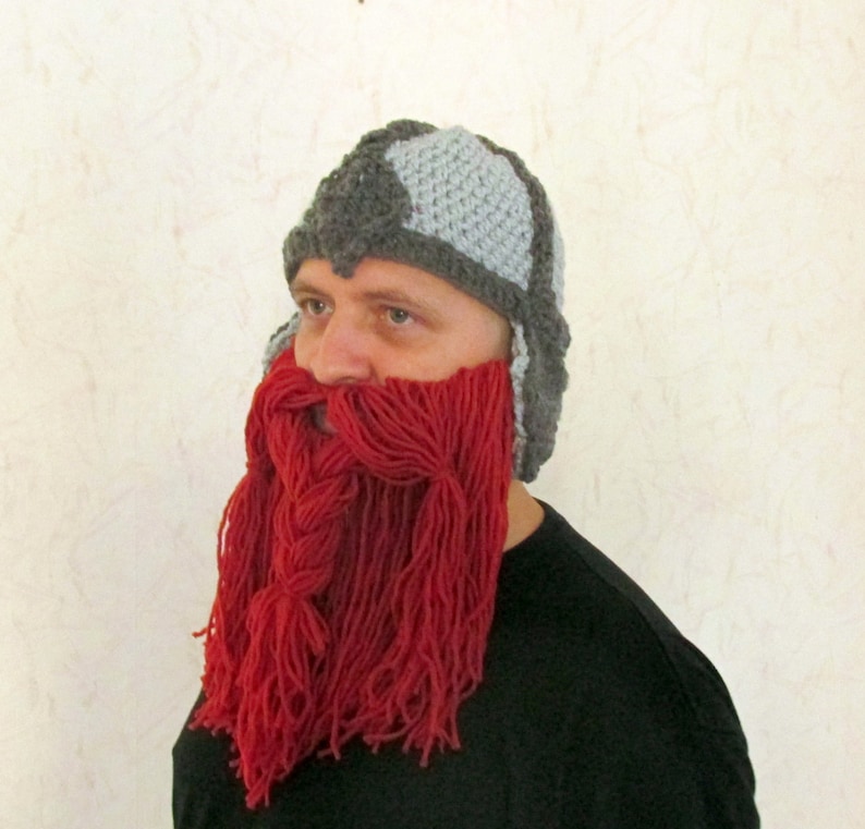 Crochet Viking Hat Pattern Crochet Beard Hat Pattern Adult Etsy