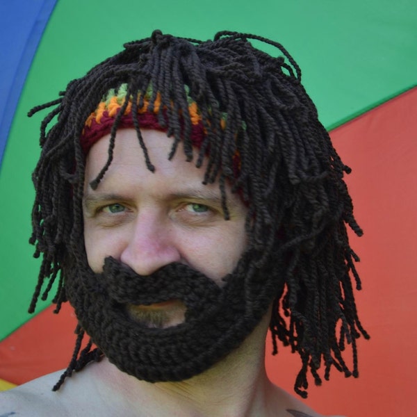 Gorro de barba rasta: gorro de ganchillo con barba, divertido gorro de invierno