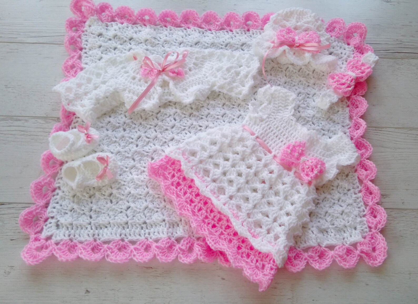 White Baby Outfit Baby Dress Blanket Hat Headband Bolero Shoes Etsy
