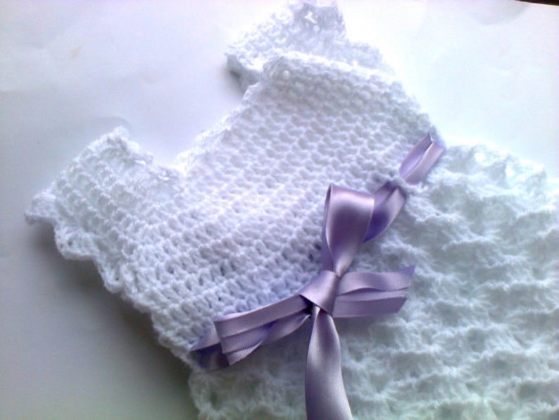 Beautiful Crochet Baby Girl Dress Newborn girl take home outfit image 4