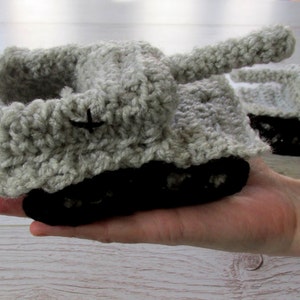 Crochet Tank Slippers: Baby Panzer Shoes, Winter Gift