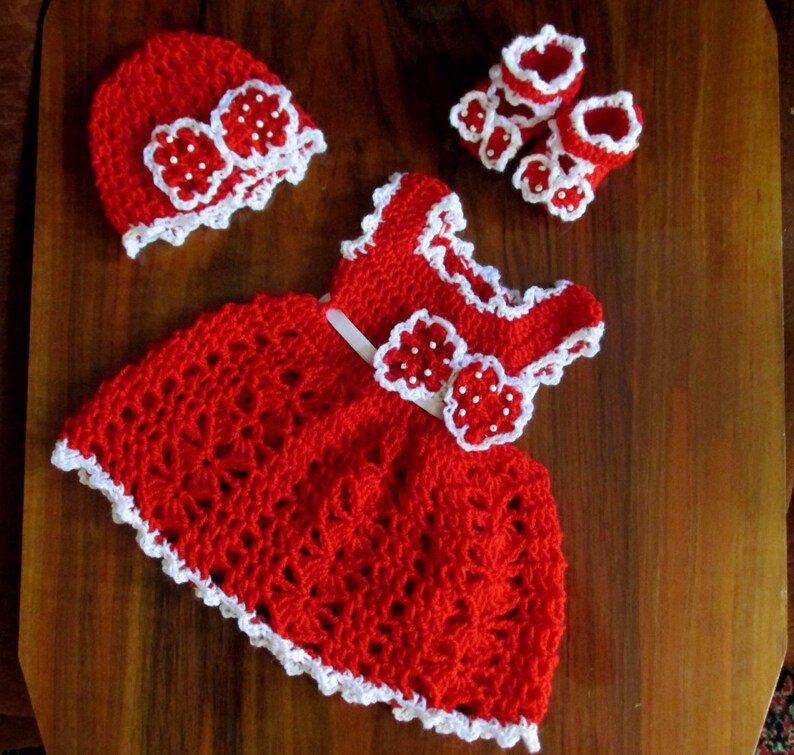 kids christmas outfit gift for kidsCrochet dress hat image 2