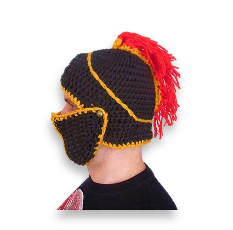 crochet slouch hat, handmade knight hat, winter hat, snowboard hats, knight helmet, dad gift, image 5