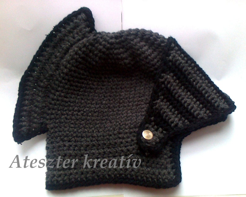 Knight Helmet Crochet Winter Hat Character Hat with removable image 1