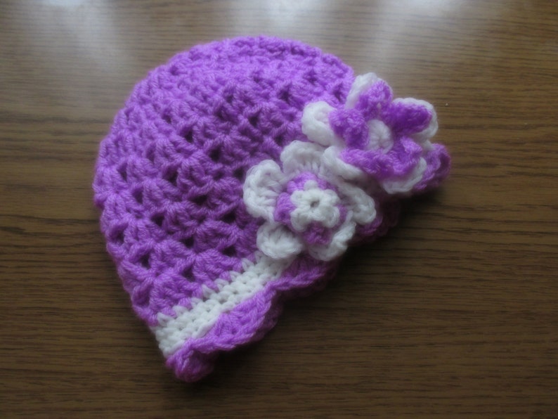 Crochet Girl Hats Purple Baby Hat Flower Toddler Hat Girls Etsy