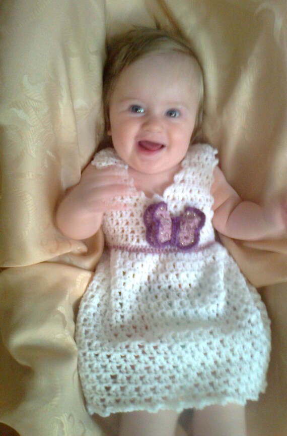 Robe Mignonne De Bebe De Crochet Blanc Avec Le Papillon Etsy Robe Mignonne De Bebe De Crochet Blanc Avec Le Papillon Etsy
