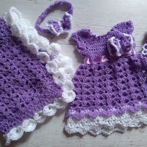 Crochet Stuff Frock/Dress For New Born Baby Girl In Purple Color main image 1