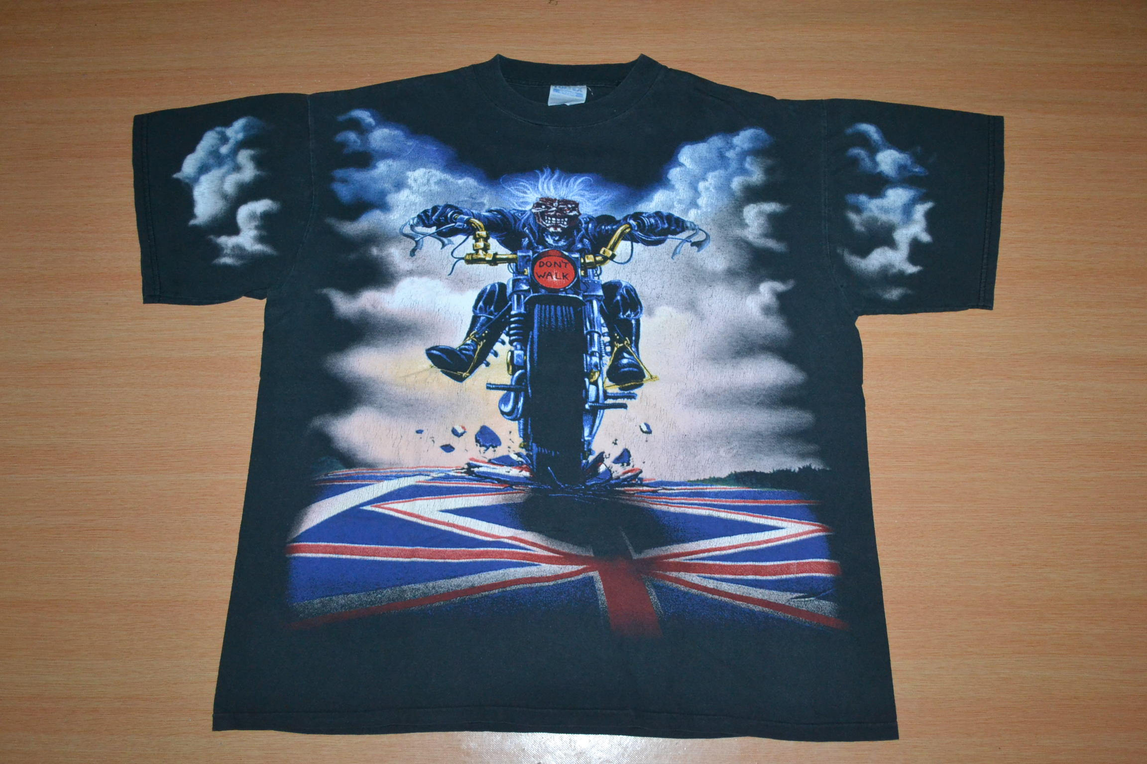 90s IRON MADEN dont walk big print Tシャツ