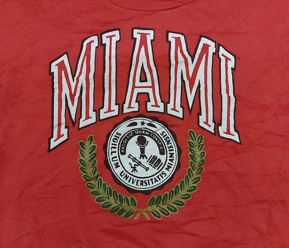 Vintage 90s UNIVERSITY Of MIAMI Red Large Size ra… - image 2