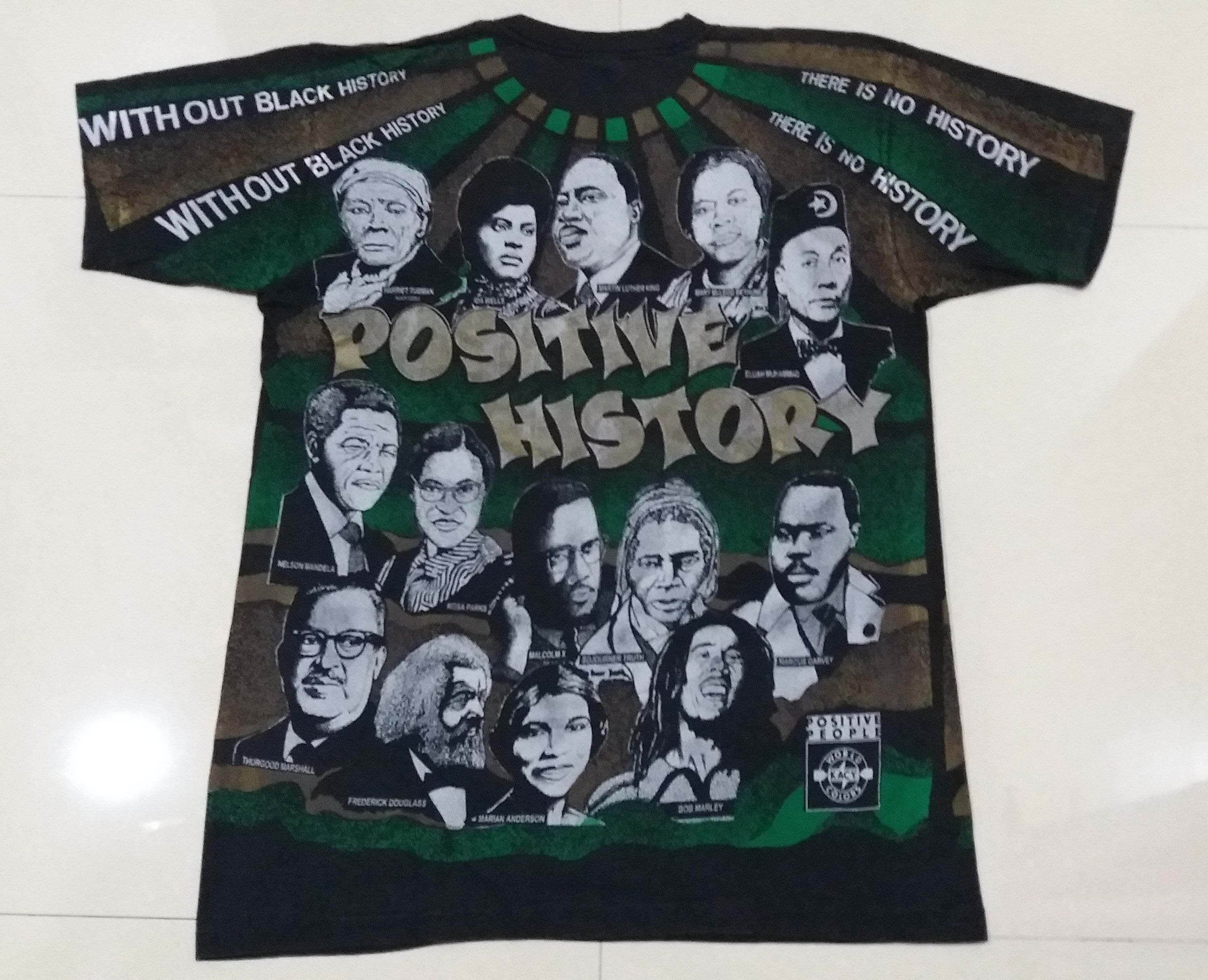 Vintage 90s POSITIVE HISTORY Black History Bob Marley Malcom X