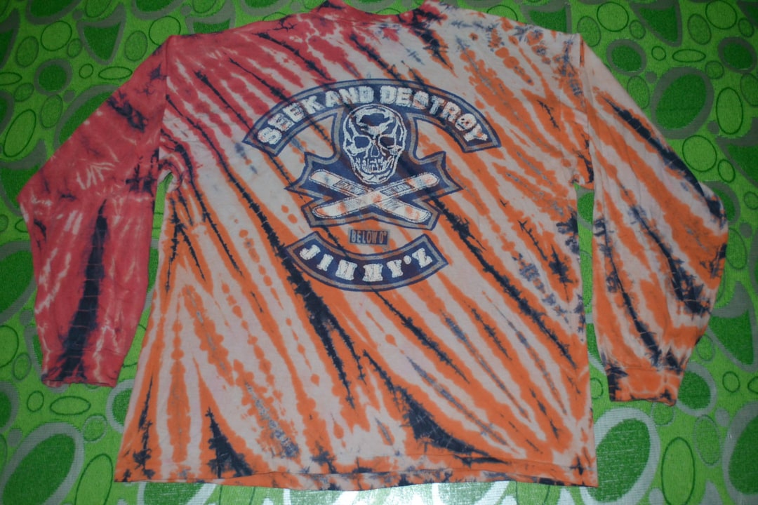 Vintage 90s JIMMY'Z Skateboard Seek Adn Destroy Rare LS Tie Dye Xl