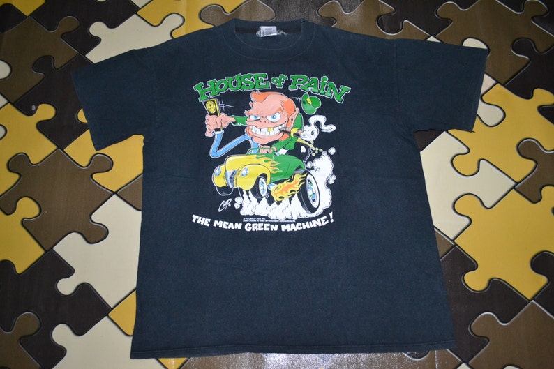 Vintage 90s HOUSE OF PAIN The Mean Green Machine Tour Promo Album Hip Hop Cypress Hill 90s T-shirt image 1