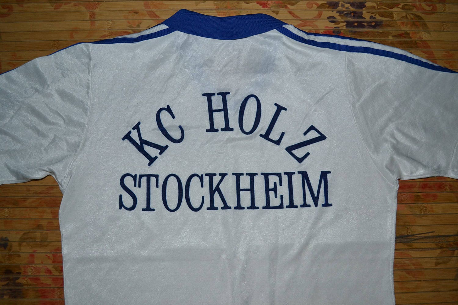 EURO 80s 西ドイツ製 極太ストライプシャツ M～L オールド ヨーロッパ Vintage 80s 90s ADIDAS KC Holz Stockheim Football Club Three