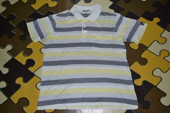 Vintage 90s FILA Maglificio Biellese Striped Yellow White