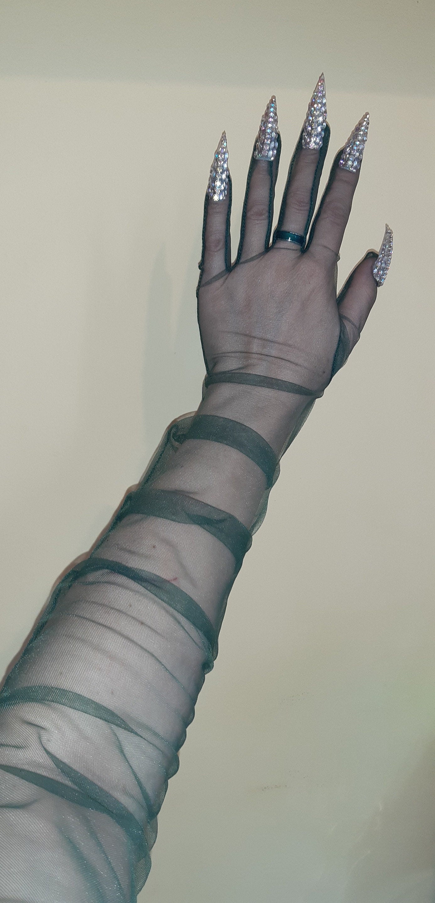 Guanti Lunghi Da Sposa In Tulle Trasparente - Eleganti A Dita Intere, Per Matrimoni E Feste