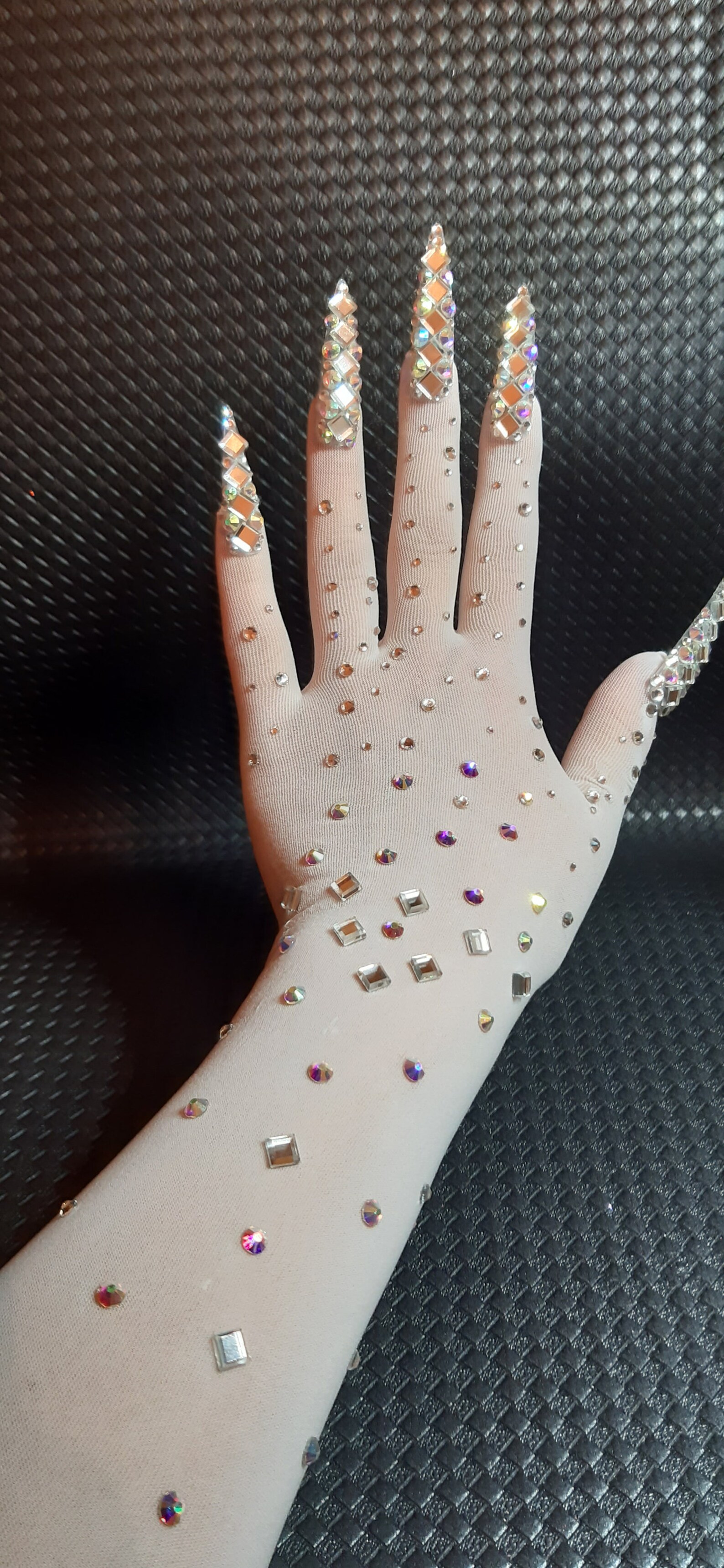Transparent Gloves Long Nails Crystals Stones Drag Queen - Etsy