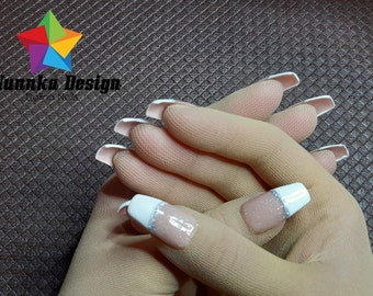 Translucent Opera Length Gloves and Classic French Nails for Drag Queen, Burlesque, Cosplayers and Drag Queen Dancers, Exclusive Gift