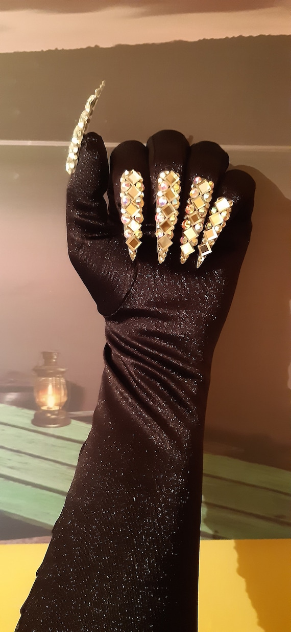 Black Satin Over Elbow Length Gloves for Drag Queen Burlesque Cosplayers and Drag Queen dancers,exclusive Gift