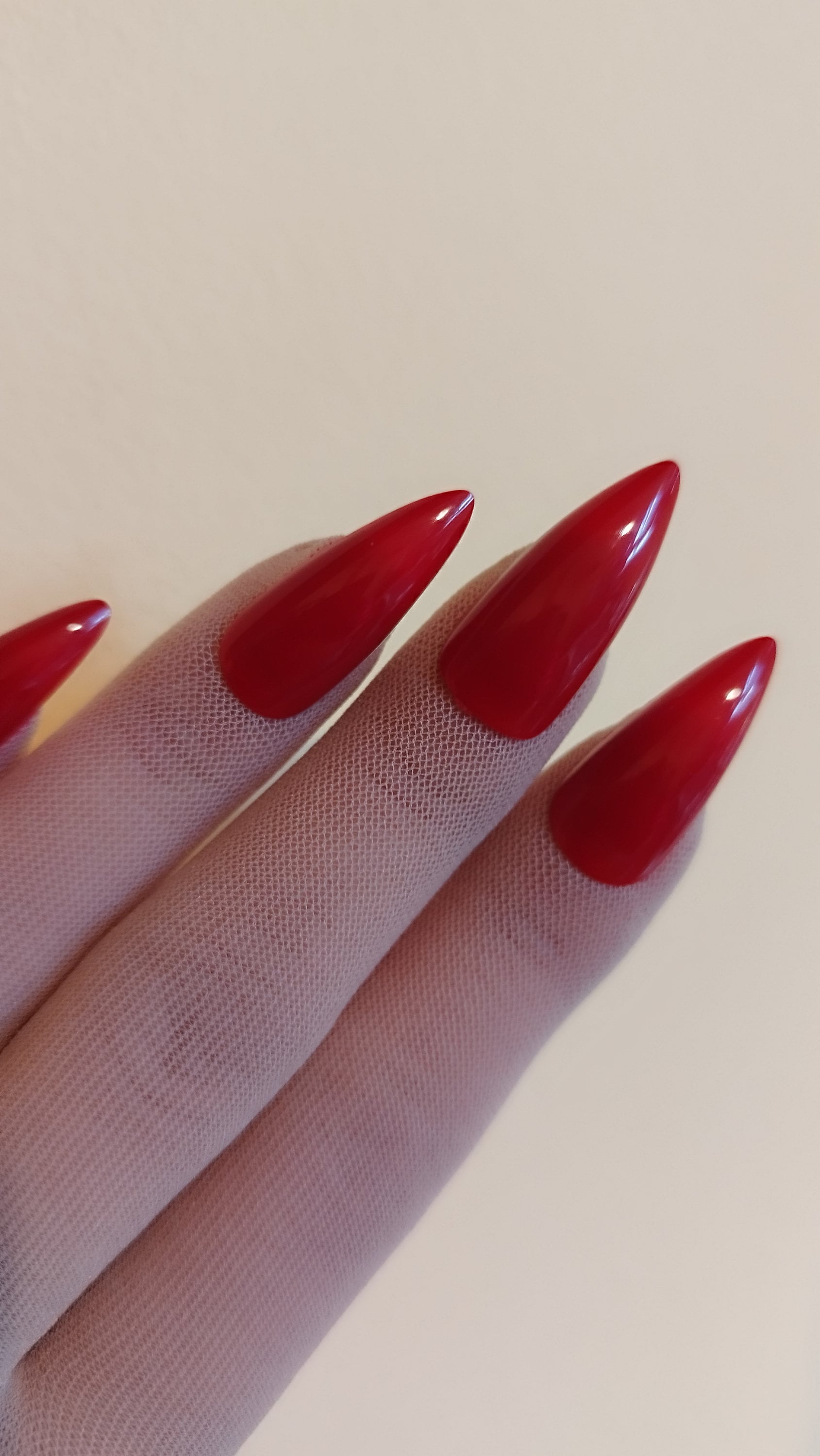 Sasha Red Rhinestone Stiletto Nails