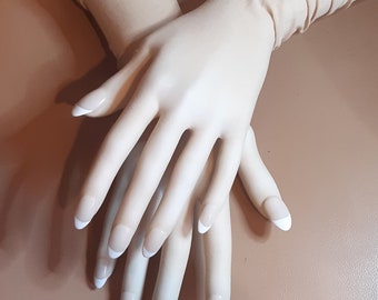 Translucent Opera Gloves with French Short Nails for Drag Queen, Burlesque, Cosplayers and Drag Queen Dancers, Exclusive Gift