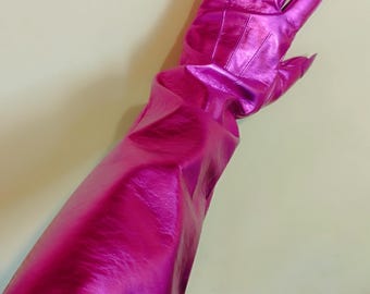 NEW  Leather silver gloves with long silver claws, Leather gold gloves with long gold claws, Leather ciklamen gloves with long ciklamen nail