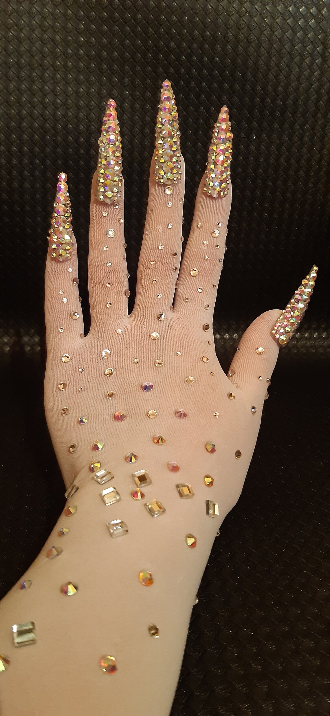 Transparent Gloves Long Nails Crystals Stones Drag Queen - Etsy