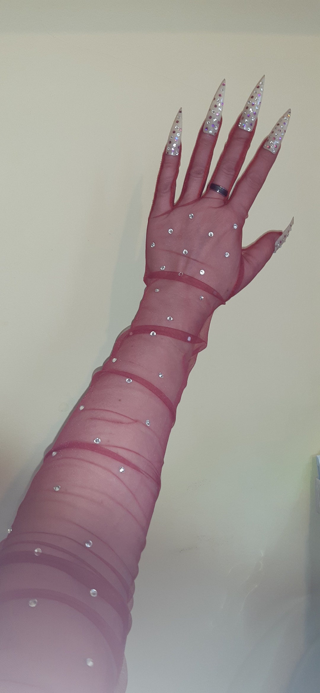 NEW Transparent Gloves Long Nails Crystals Drag Queen - Etsy