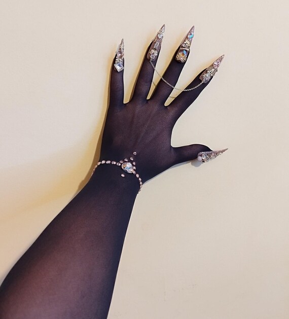 thumbnail image 2 of White Opera Elbow Length Satin Gloves – One Size Fits All, Full Fingered Costume Gloves 2 of 6