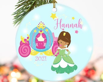 Personalized Children's Ornament, Personalized Christmas ornament gift, Grandchild princess gift, gift for granddaughter,  3" diameter