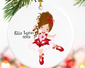 Cute Personalized Ballerina gift for her, Christmas Ballerina, Ballet ornament for girls, granddaughter gift, Customize her name & eye color
