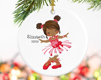 African American Valentine's gift for her, Ballerina personalized with a name and year, Ballet ornament for granddaughter, 2 skin tones