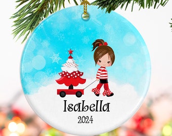 Personalized Christmas Ornament, Choice of hair color, Custom gift for granddaughter, Gift for her Niece, Baby's first Christmas