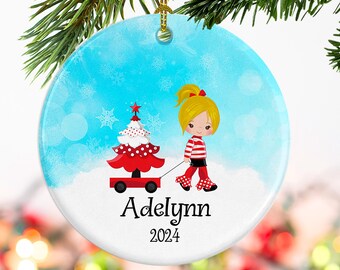 Personalized Christmas Ornament, Gift for granddaughter, Toddler girl, niece, gift for her, Baby's first Christmas, Children kids' ornament