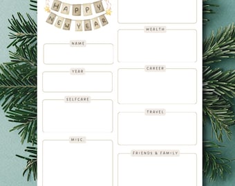 Instant Download Printable - New Years Resolution Template, NY Resolutions, Intentions, Goal Setting, New Years Goals, 2026 Resolutions