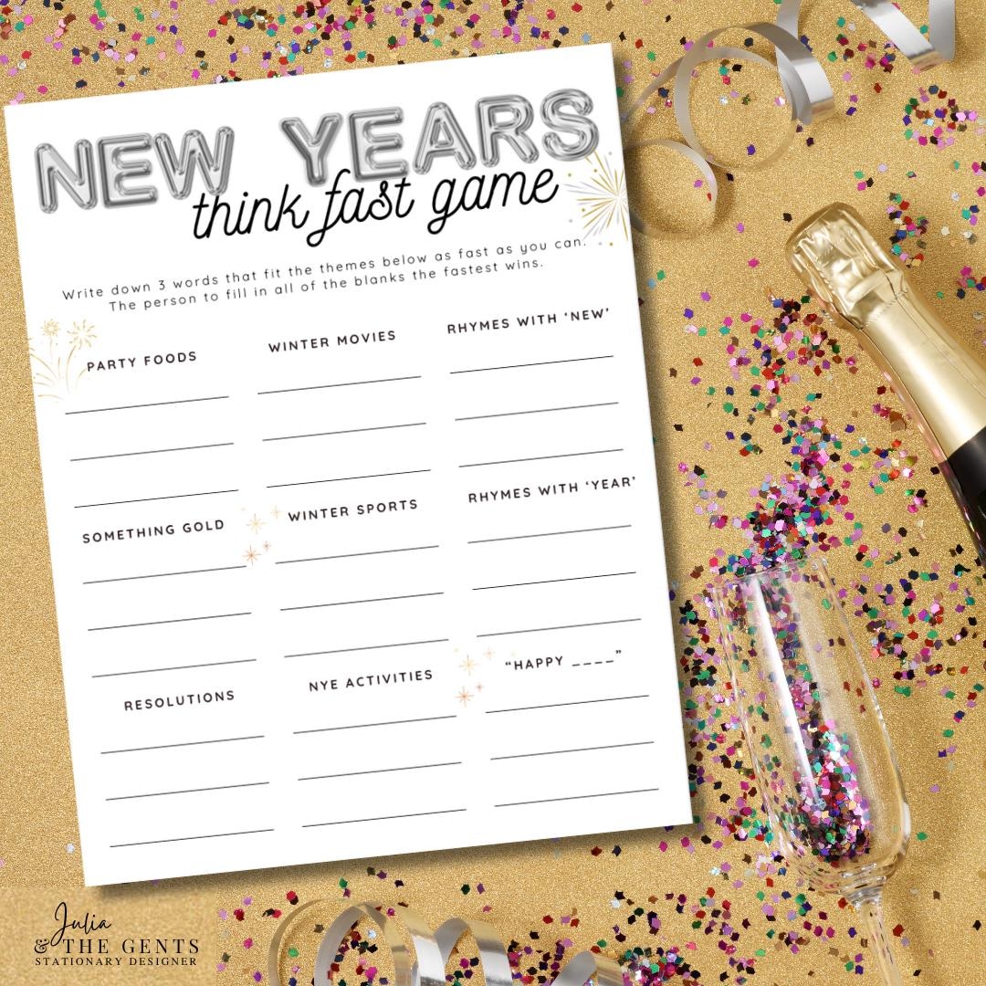 Instant Download Printable - New Years Eve Game, NYE Party Game, NYE ...