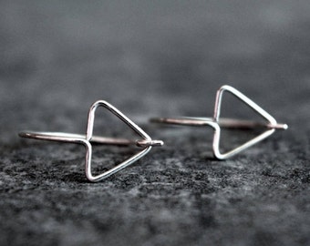 Arrow earrings for men, Men's jewelry, Triangle hoop earrings for him, Unique gift for husband, Sterling silver ear hoop,