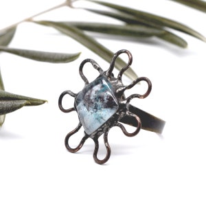 Unique flower ring, Forest fairy boho jewelry, Sustainable gift for sister, Rustic daisy ring, Gifts under 50, Adjustable rings for women image 4