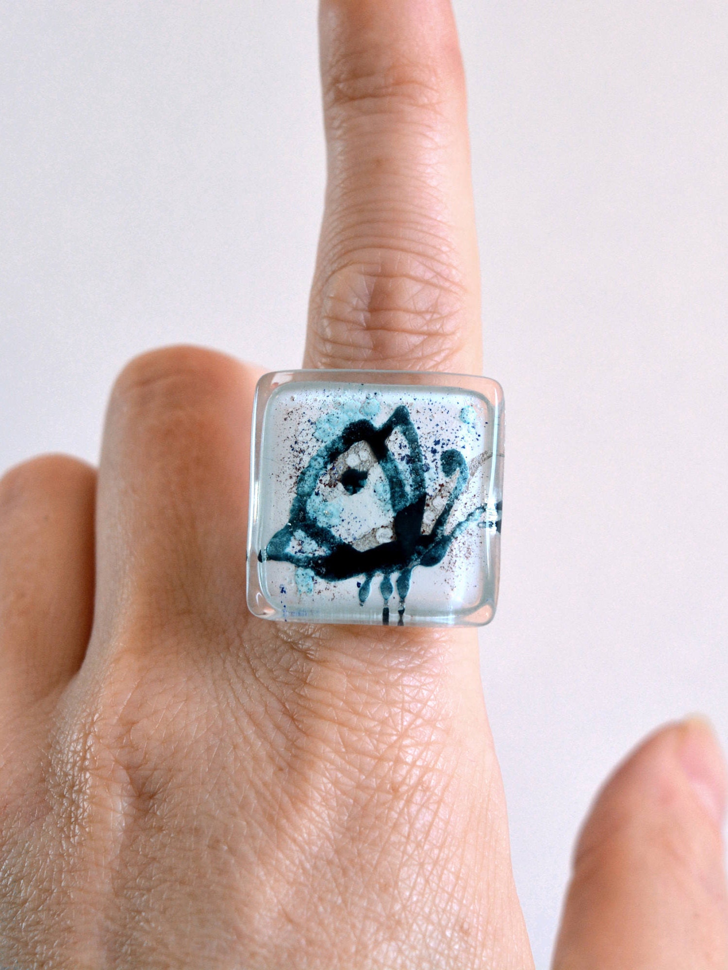 Big butterfly ring Fused glass cocktail ring Artisan nature Etsy