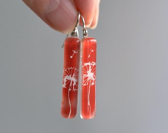 Dandelion Earrings: Fused Glass and Sterling Silver Jewellery