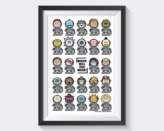 Rick and Morty Inspired 11x17 Print - Sci-fi, Time Travel, Cartoons, Mad Scientist, Adventures