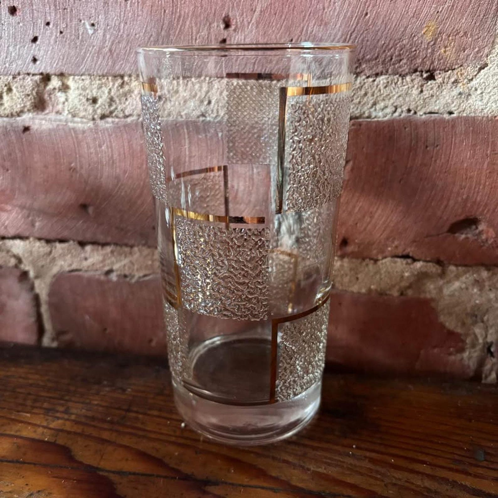 Set of 6 Vintage Gold Drinking Glasses Tumblers With Gold Caddy - Etsy