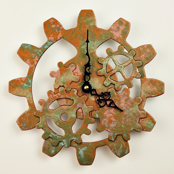 Copper Steampunk Wall Clock -  Industrial Gear Clock