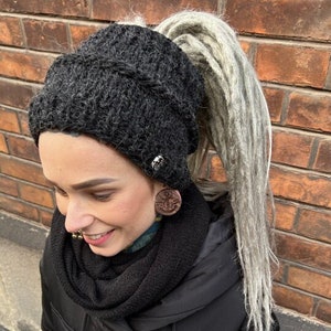 dreadlocks band buis hoed hoofdband boho dreads tulband beanie vlechten gemêleerd zwart garen